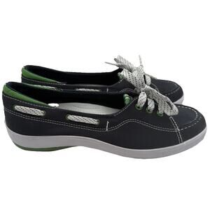 Keds Women's Boat Shoes Size 8 Navy White Green Slip On Nautical